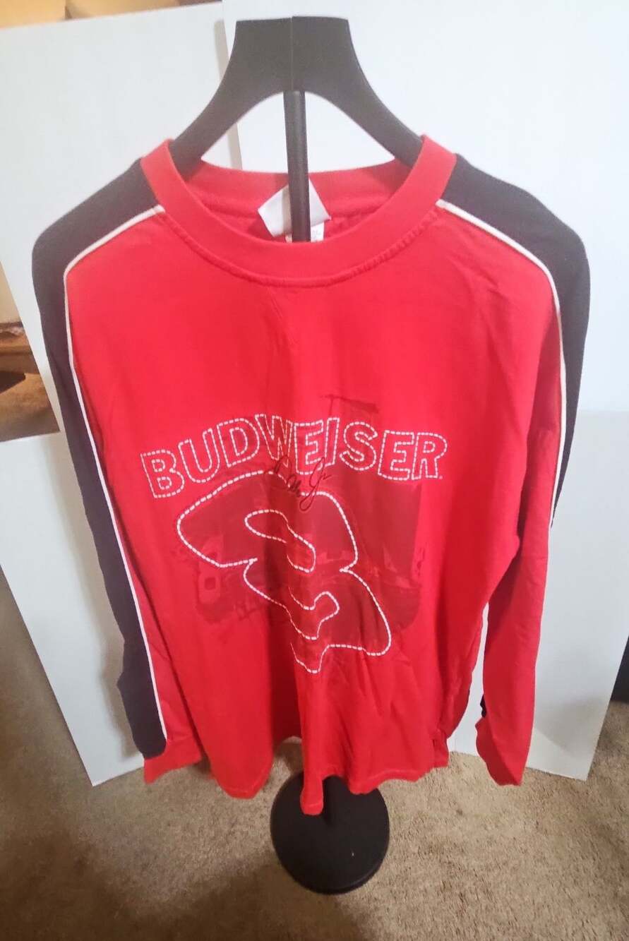 Chase Authentics Budweiser Dale Earnhardt Jr Long Sleeve Shirt Size L Red